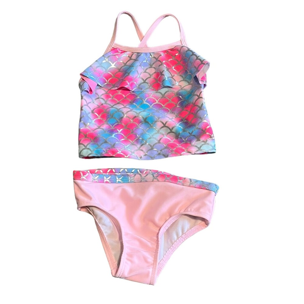 Girls 18mo Wonder Nation Mermaid Glitter Bikini / Tankini Swim Bathing Suit